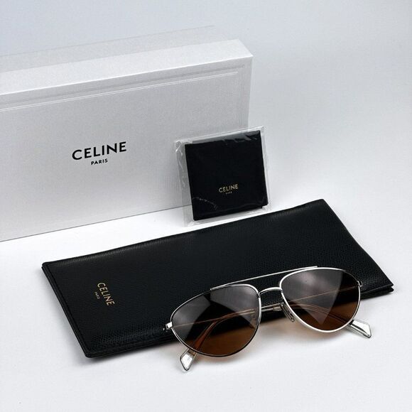 NEW Celine CL40077U 16J Palladium Roviex Pilot Unisex Sunglasses CL 40077U - Picture 12 of 12